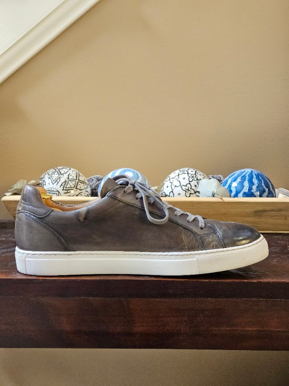 Magnanni Men's Leather Sneakers, Gray, Sz 13 - Picture 8 of 16